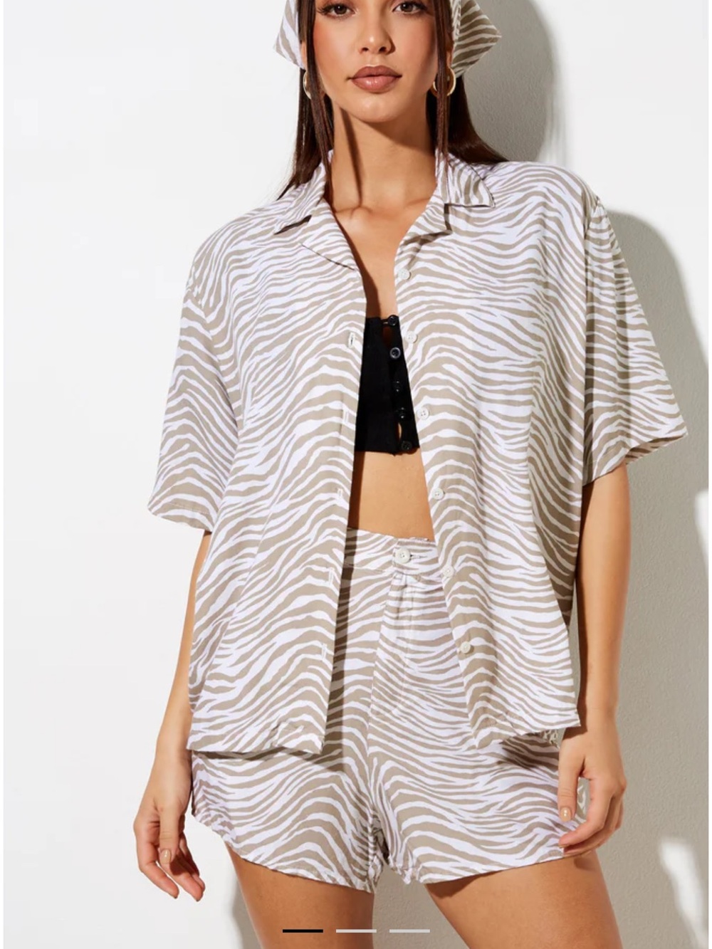 Motel Narsi Shirt Set In Tonal Zebra size XS NWT